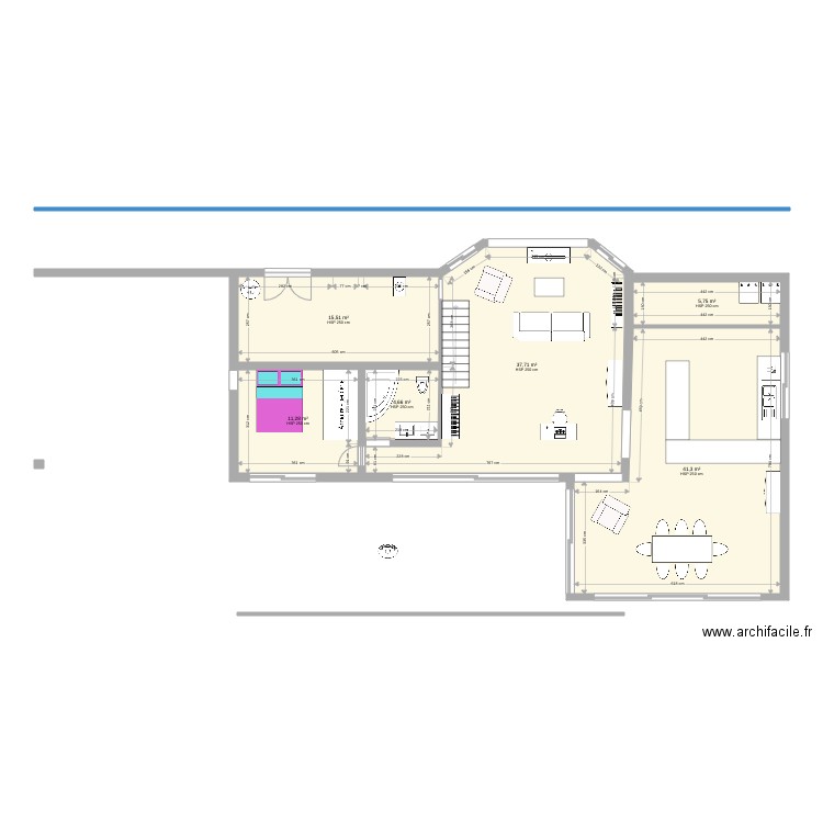 Maouris nord sud 5 façades sud inversement. Plan de 0 pièce et 0 m2