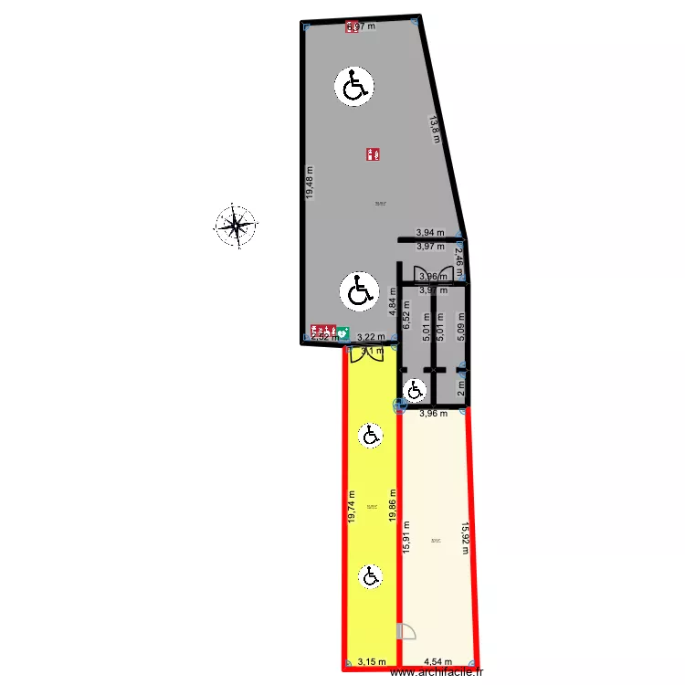 Blakgym. Plan de 3 pièces et 314 m²