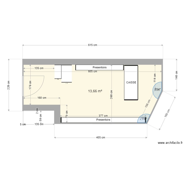 CELLULE 4. Plan de 1 pièce et 14 m2