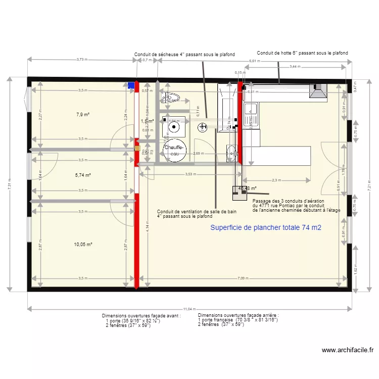 Situation existante 4771 Pontiac. Plan de 