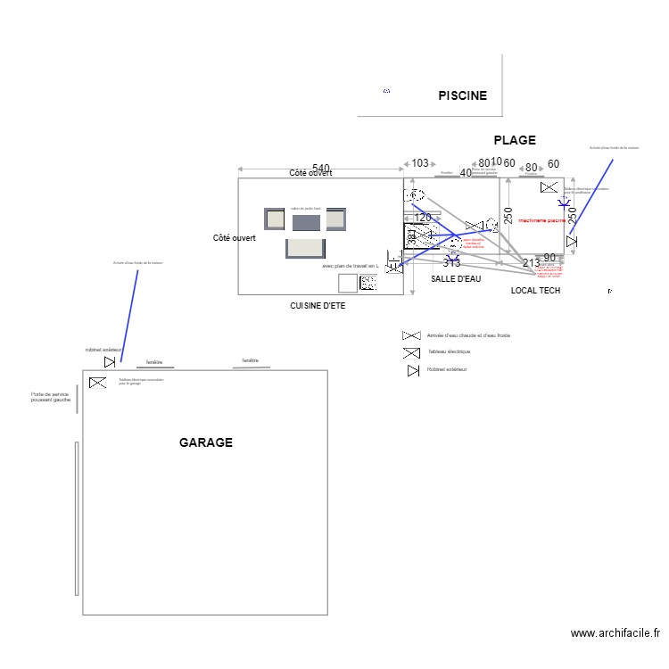 POOL HOUSE GARAGE plomberie v1. Plan de 0 pièce et 0 m2