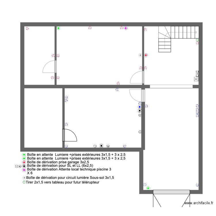 Sous Sol Plan electrique à tirer. Plan de 0 pièce et 0 m2