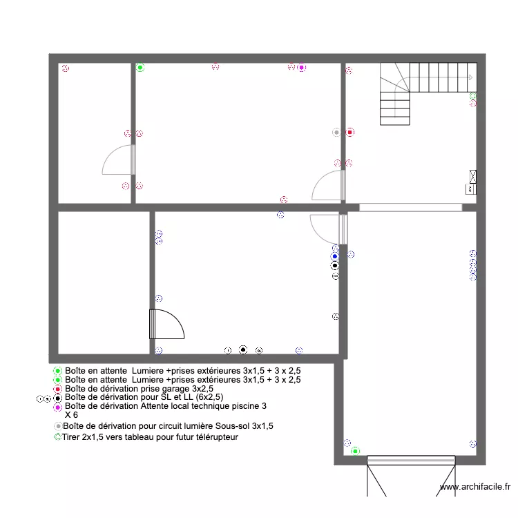 Sous Sol Plan electrique &agrave; tirer. Plan de 