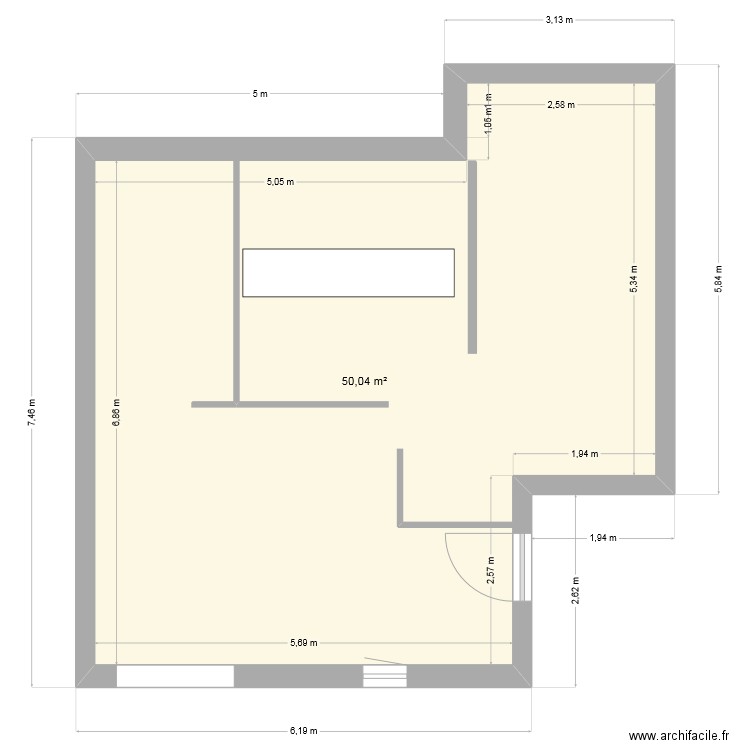 ETE. Plan de 1 pièce et 50 m2