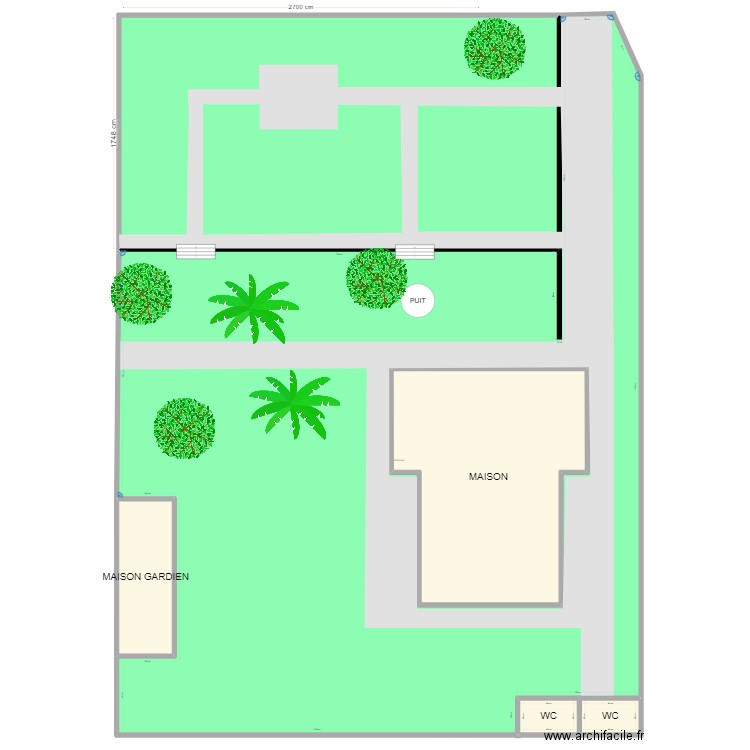 plan jardin sans chap. Plan de 6 pièces et 2338 m2