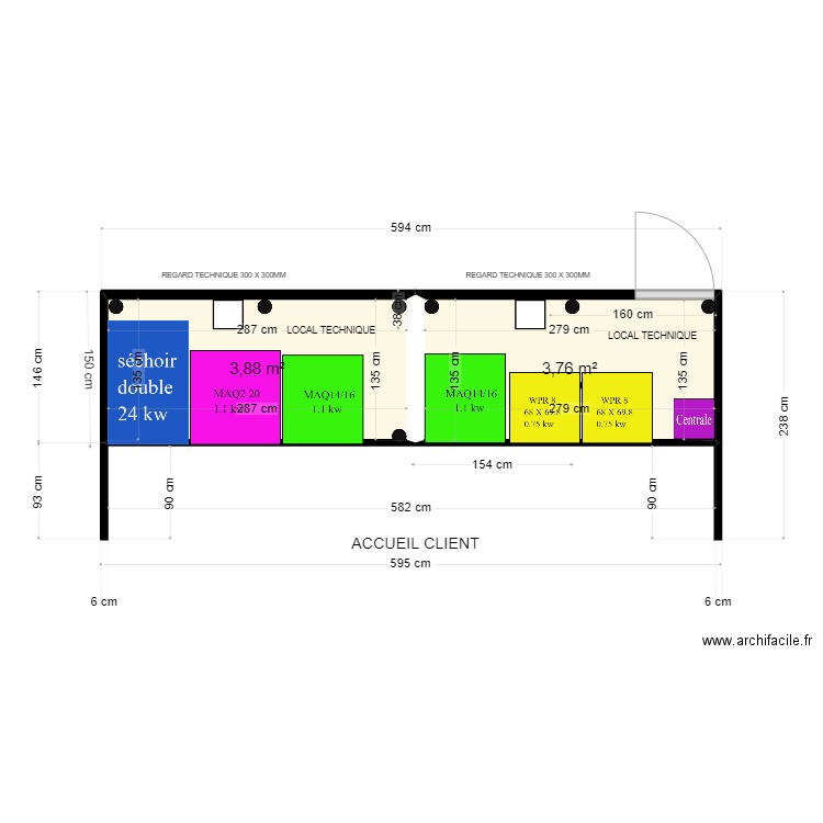 KIOSQUE DOUBLE  M5 BENZI. Plan de 2 pièces et 8 m2