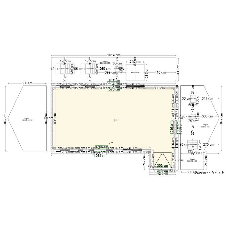 plan 101 m2 en L anti-sismique sans pieces. Plan de 1 pièce et 133 m2