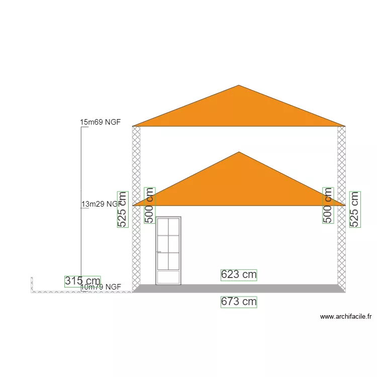 DP4 Plan des fa&ccedil;ades et toitures ouest Boube. Plan de 