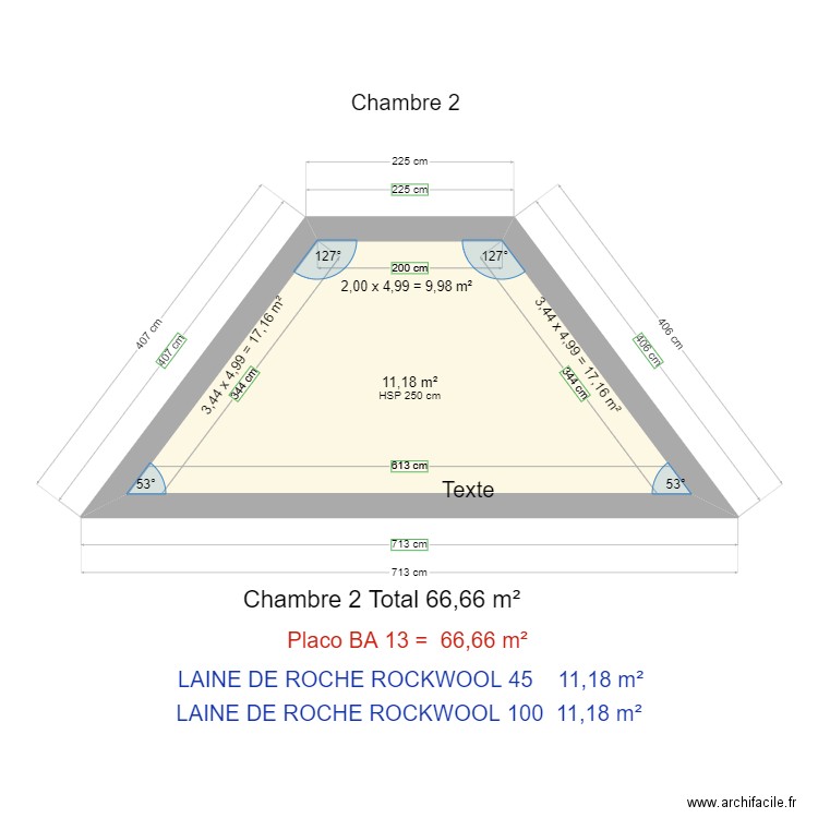 chambre 2. Plan de 1 pièce et 11 m2