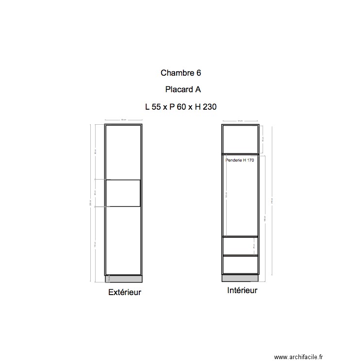 Placard Chambre 6 A. Plan de 0 pièce et 0 m2