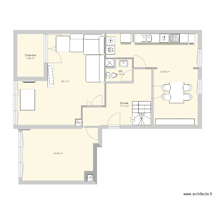 Appartement. Plan de 9 pièces et 84 m2
