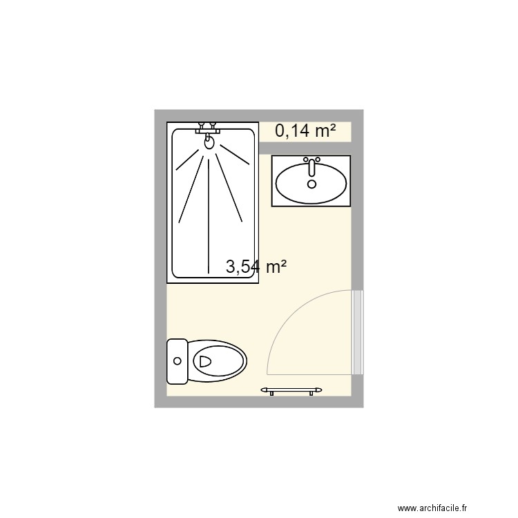 LEVEQUE. Plan de 2 pièces et 4 m2