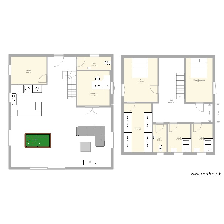 maison cube 10x10. Plan de 0 pièce et 0 m2