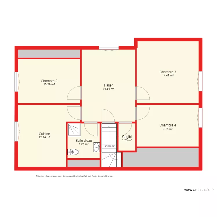BI 2200 &eacute;tage non  c&ocirc;t&eacute;. Plan de 