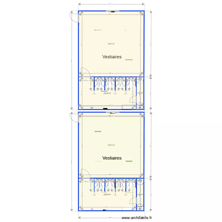Balcaen Vestiaire et Douches phase Commune de Libramont. Plan de 