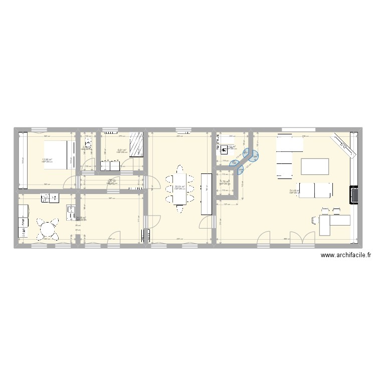 La GP. Plan de 9 pièces et 138 m2