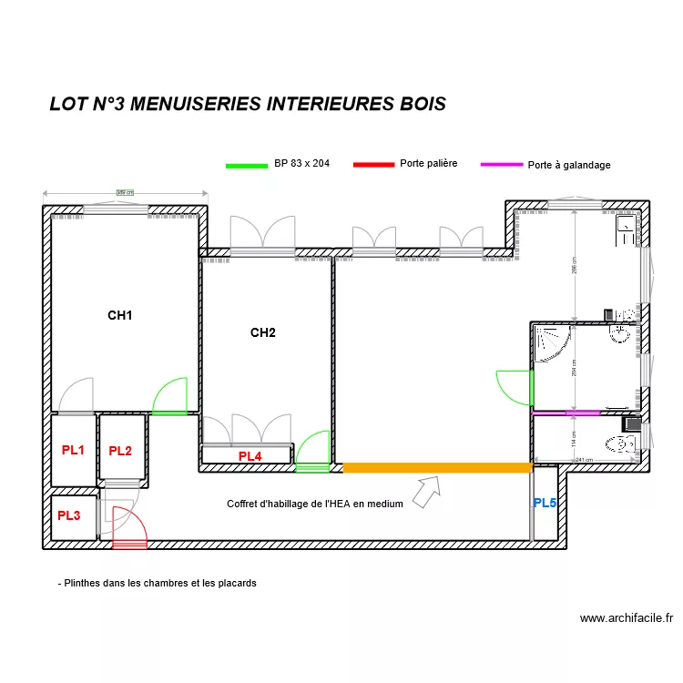 THERY LOT 3 MENUISERIES INTERIEURES BOIS. Plan de 