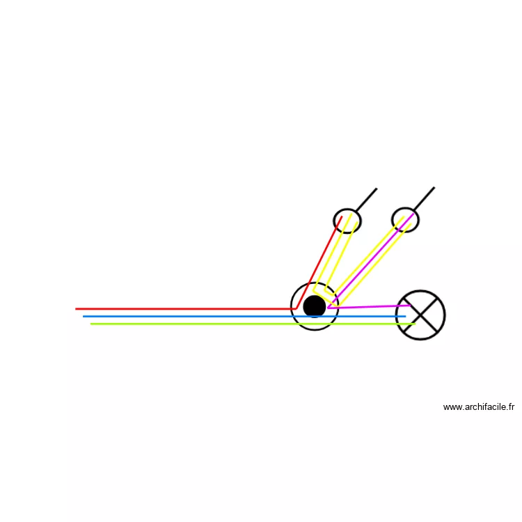 va et vient avec boite de d&eacute;rivation. Plan de 
