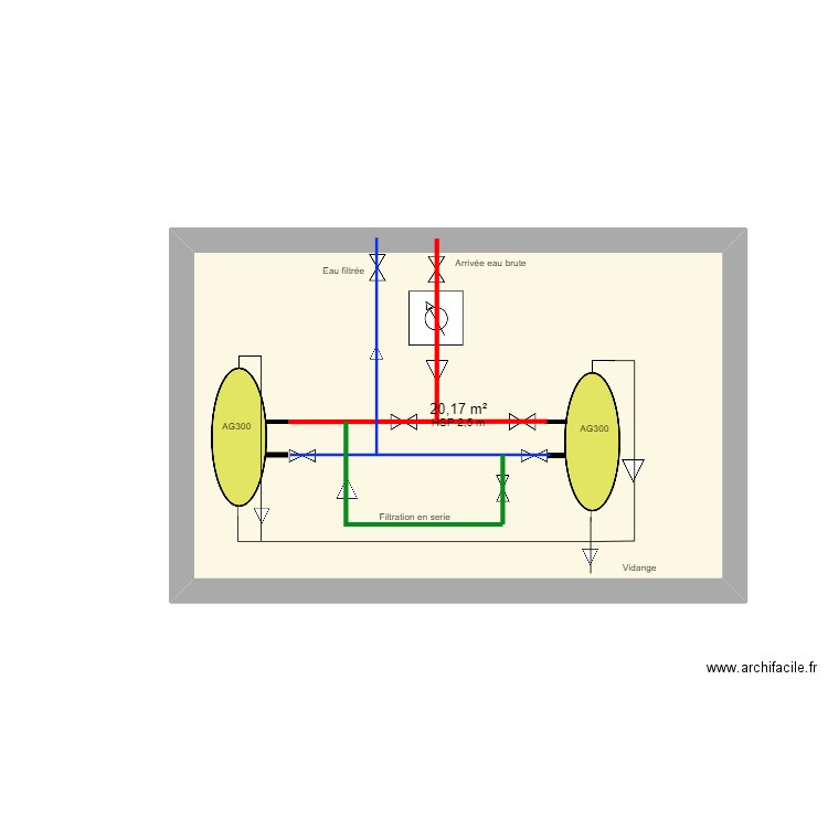 KIT FILTRATION AG300. Plan de 1 pièce et 20 m2