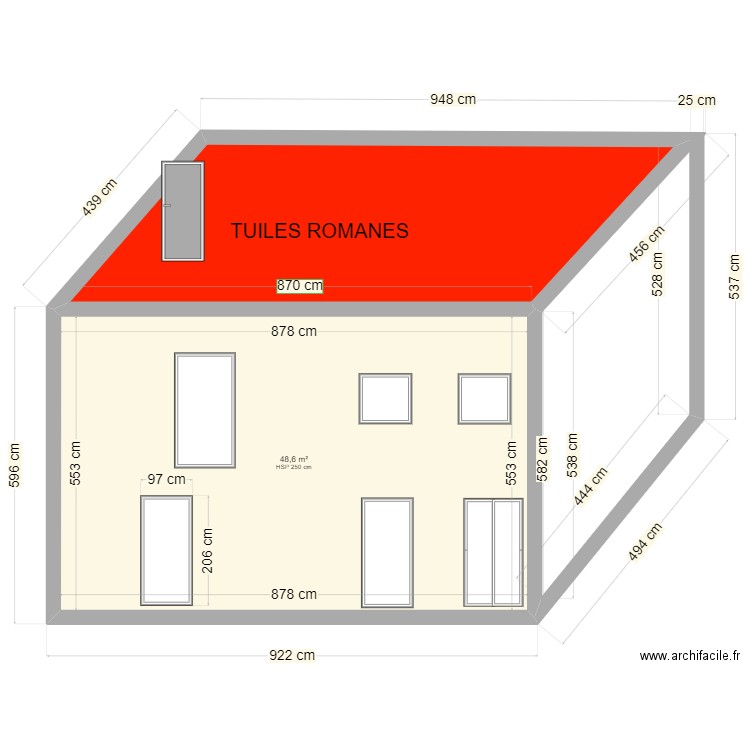 PLAN FACADE 3. Plan de 2 pièces et 75 m2