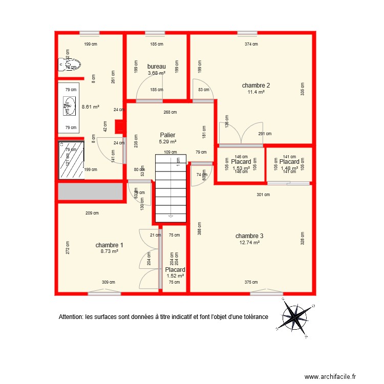 BI 3265 1er étage coté. Plan de 0 pièce et 0 m2