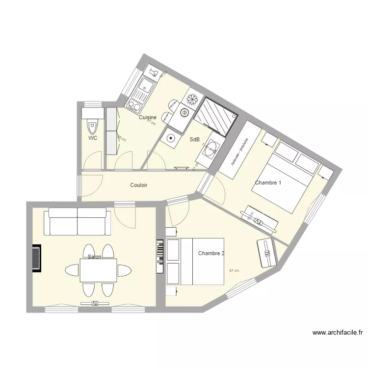 5 Bauer Plan meubl&eacute;. Plan de 