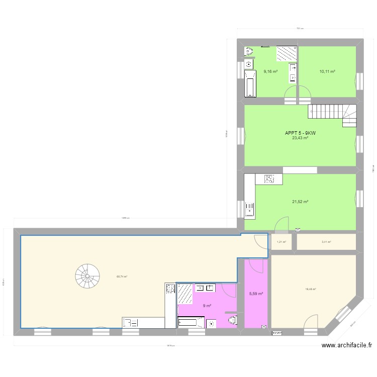 VALLERES ETAGE. Plan de 10 pièces et 164 m2