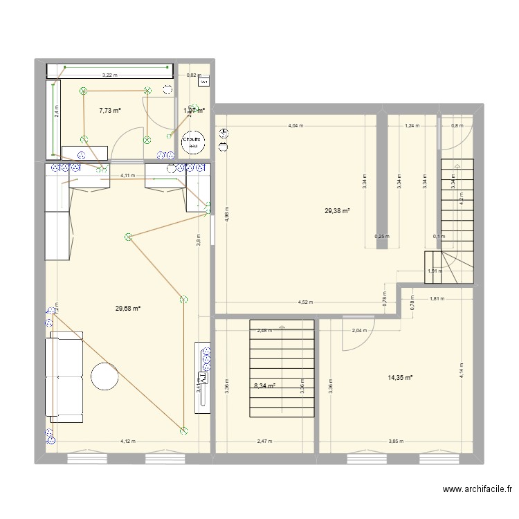 LagrangeCave. Plan de 4 pièces et 85 m2