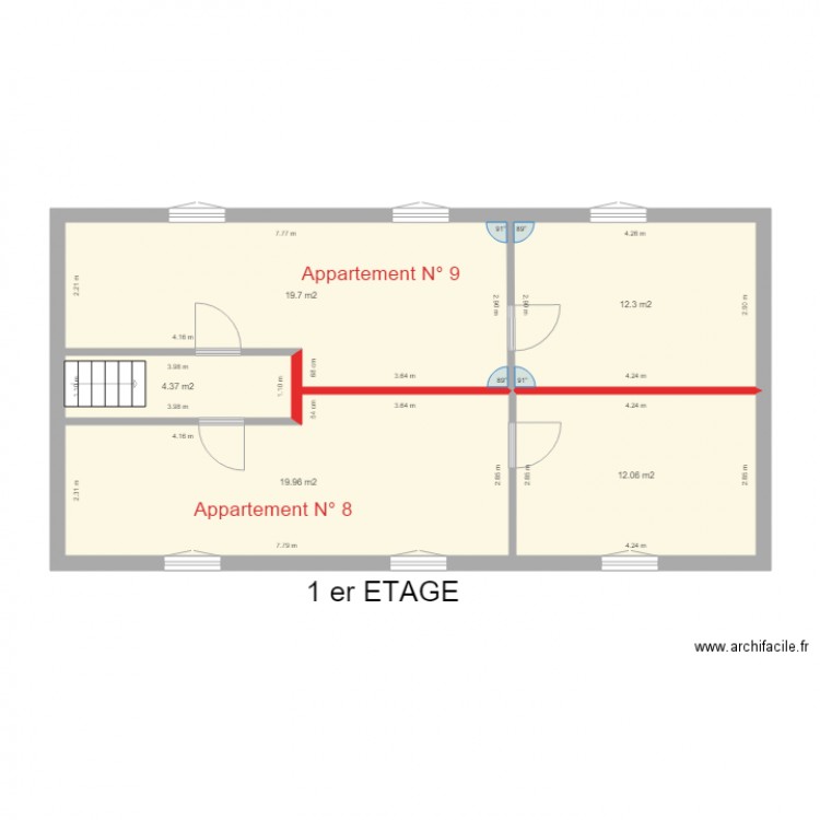 Montesquieu 1er etage PROJECTIONS. Plan de 0 pièce et 0 m2