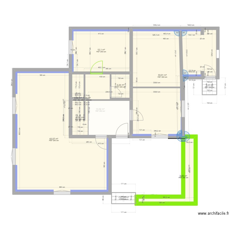 RDC 03/01/23. Plan de 16 pièces et 210 m2