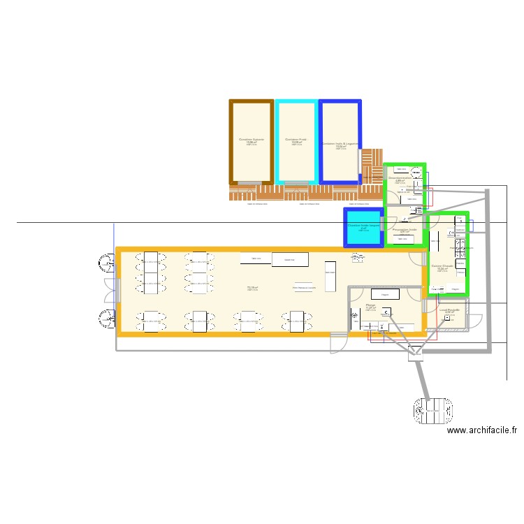 Restaurant V7. Plan de 10 pièces et 143 m2