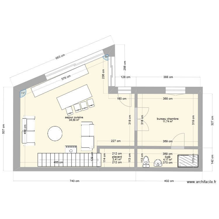 NIF new bis. Plan de 10 pièces et 98 m2