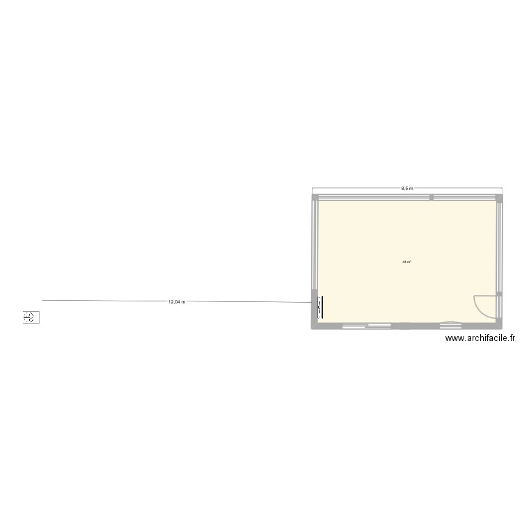 VIEILLARD. Plan de 1 pièce et 44 m2