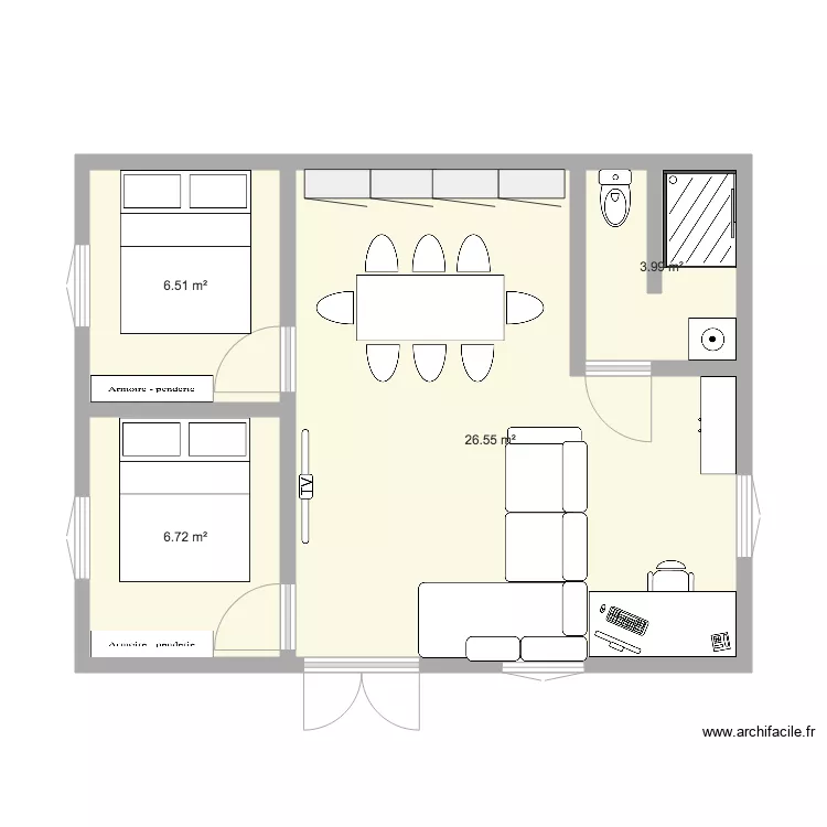 chalet 48m2. Plan de 