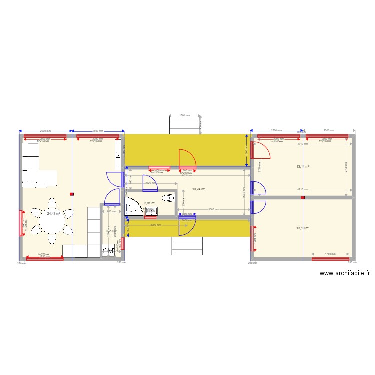 75 1 1 1. Plan de 8 pièces et 78 m2