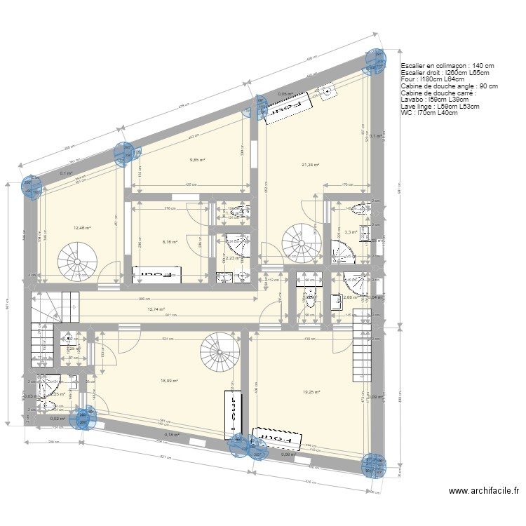 Plan Aubière 1er étage version 6. Plan de 25 pièces et 118 m2