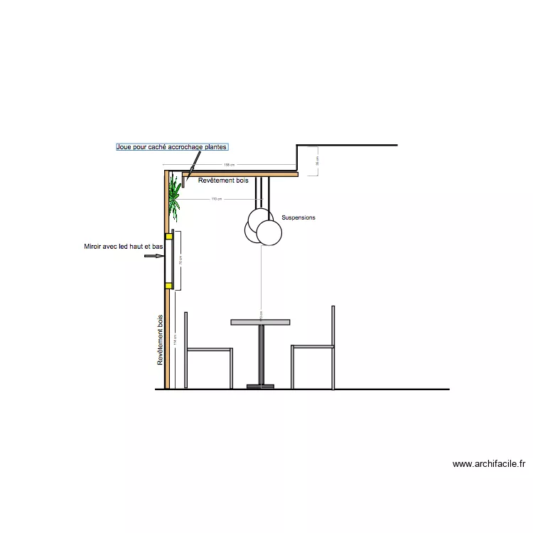 Elevation Mur en bois B. Plan de 