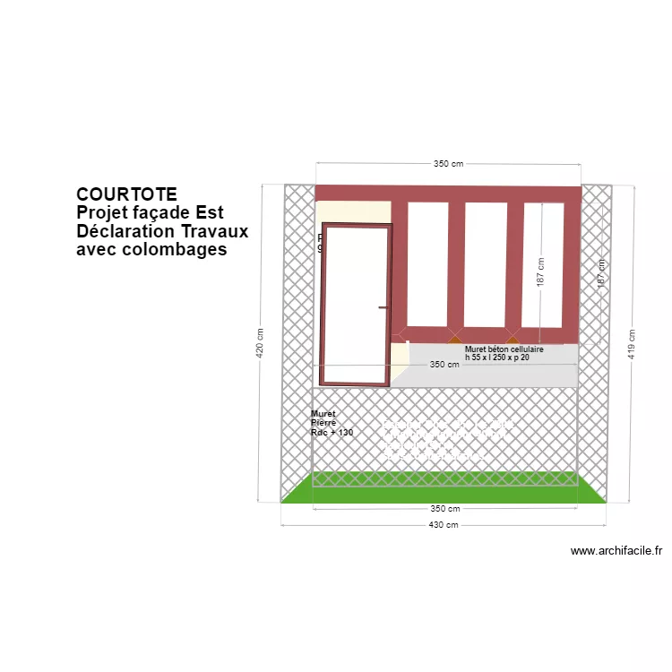 COURTOTE FACADE OUEST DECLARATION TRAVAUX. Plan de 