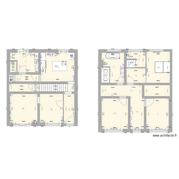 Plans maison avec plomberie. Plan de 31 pièces et 141 m2