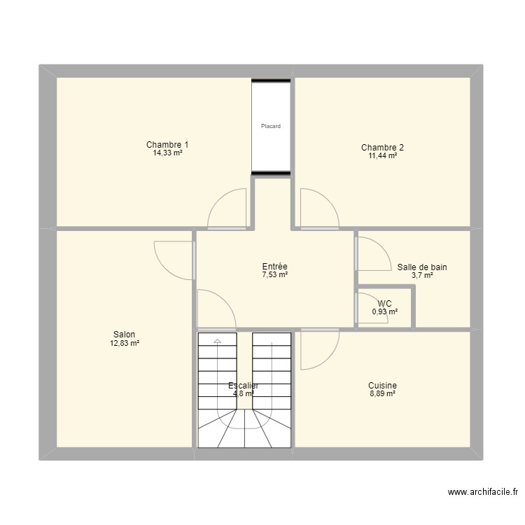 Maman Cédric. Plan de 8 pièces et 64 m2