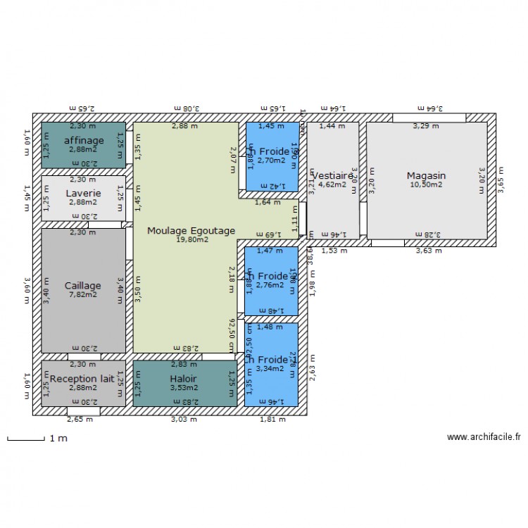 fromagerie 65m². Plan de 0 pièce et 0 m2