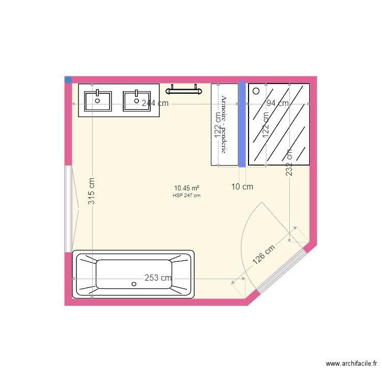 GUENIN PROJET. Plan de 1 pièce et 10 m2