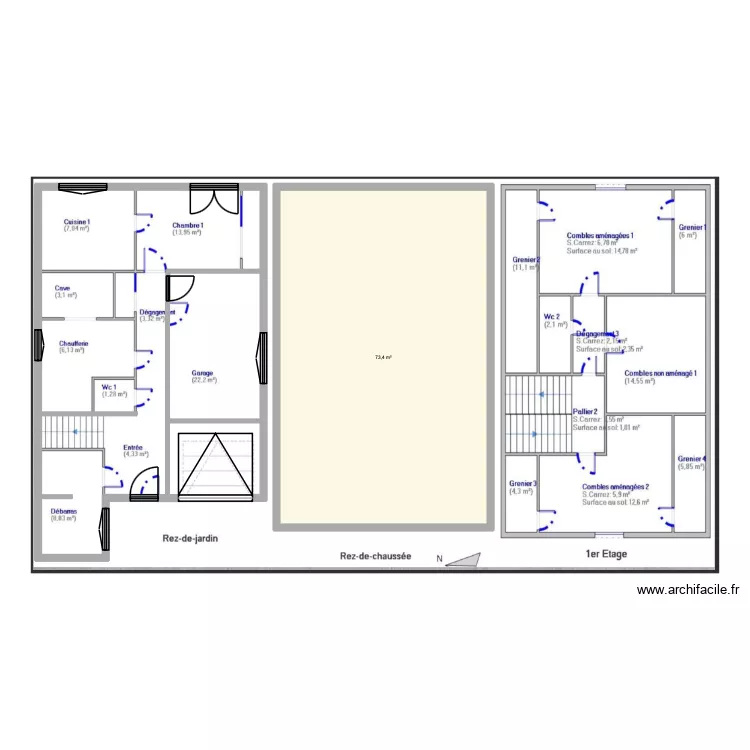 LE PLESSIS. Plan de 1 et 73 m² LE PLESSIS. Plan de 1 et 73 m²