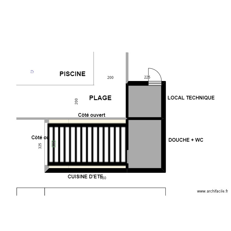 POOL HOUSE vue de face. Plan de 0 pièce et 0 m2