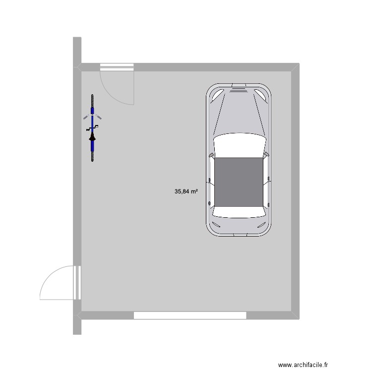 Delaunay. Plan de 1 pièce et 36 m2