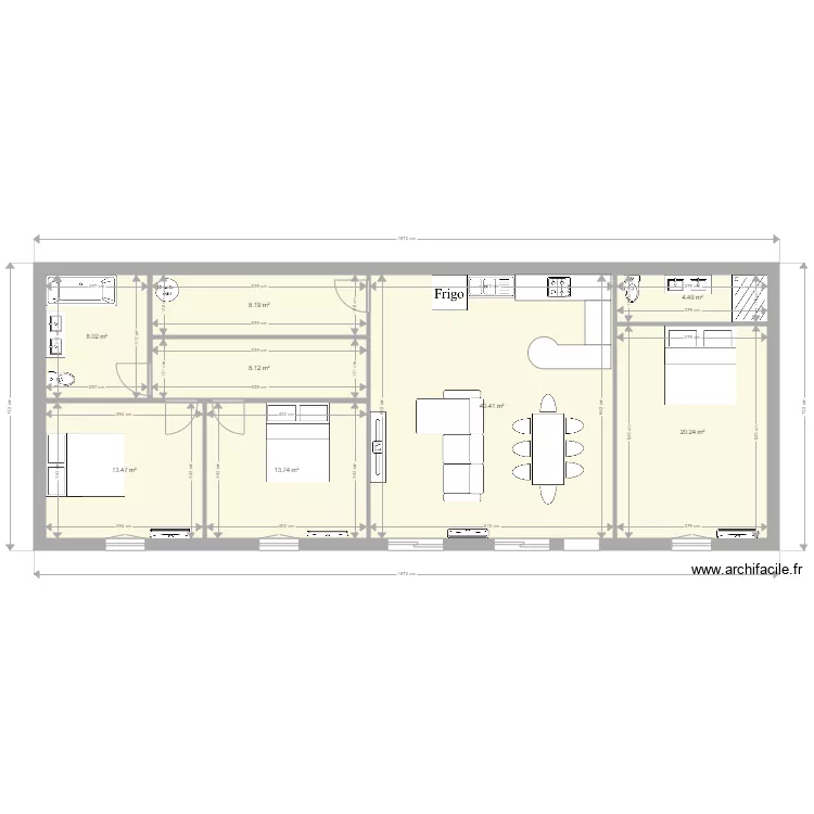 plan 120 m2 avec meubles. Plan de 