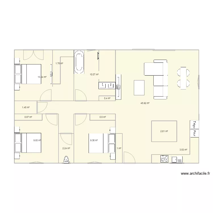 Maison Semi Enterr&eacute;e. Plan de 