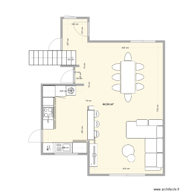 NVEAU PROJET . Plan de 1 pièce et 44 m2