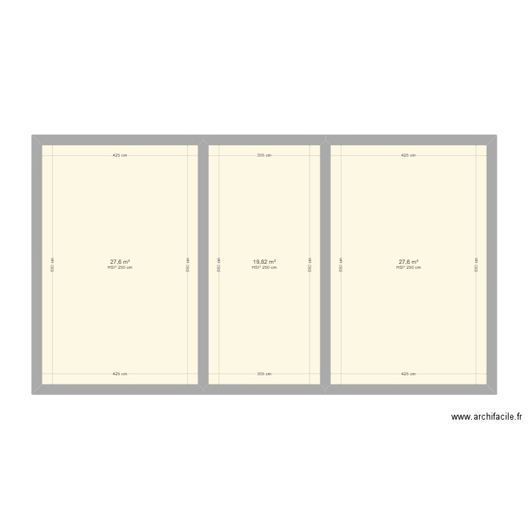 étage l'isle jourdain. Plan de 3 pièces et 75 m2