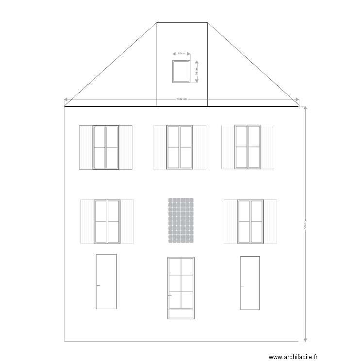 DP4 façade nord état des lieux. Plan de 0 pièce et 0 m2